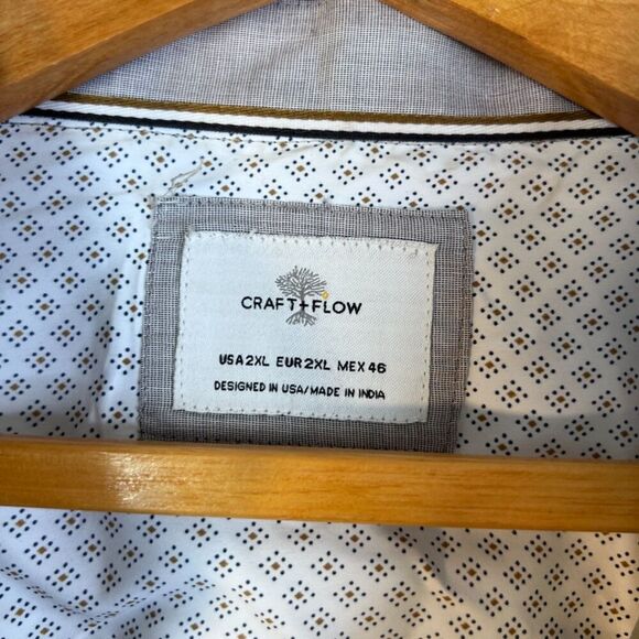 Craft Flow Button Front Cotton Blend Casual Shirt Contrast Trim Size 2XL - Picture 9 of 9